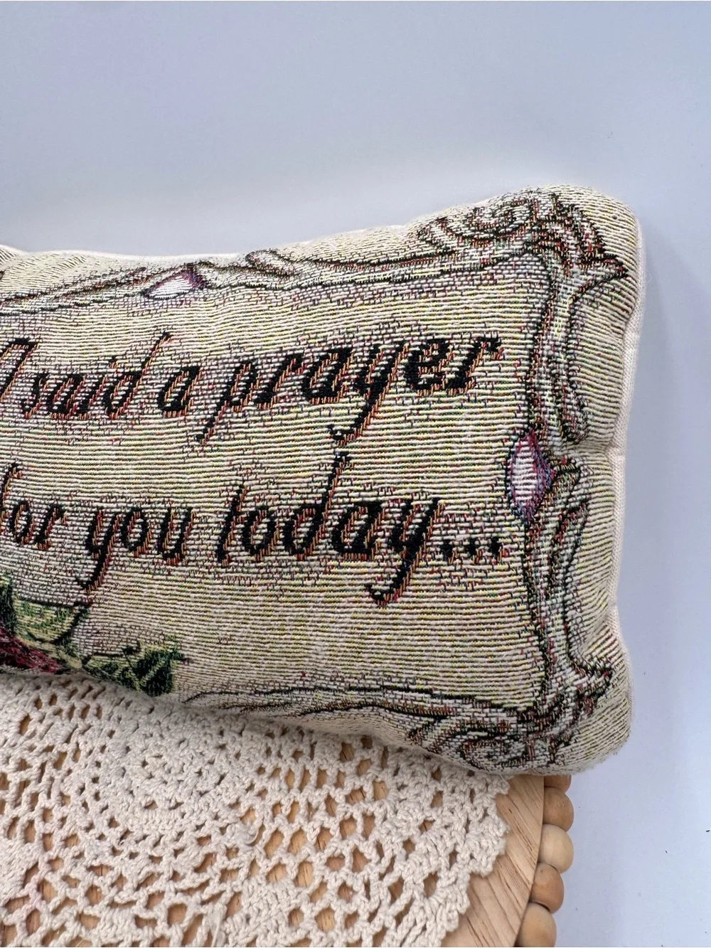 Vintage cross stitch throw pillow I said a prayer for you today